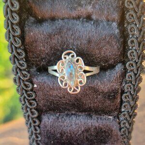 Vintage C-58 MEXICO 925 Sterling Silver Shiny Blue Stone and Filigree